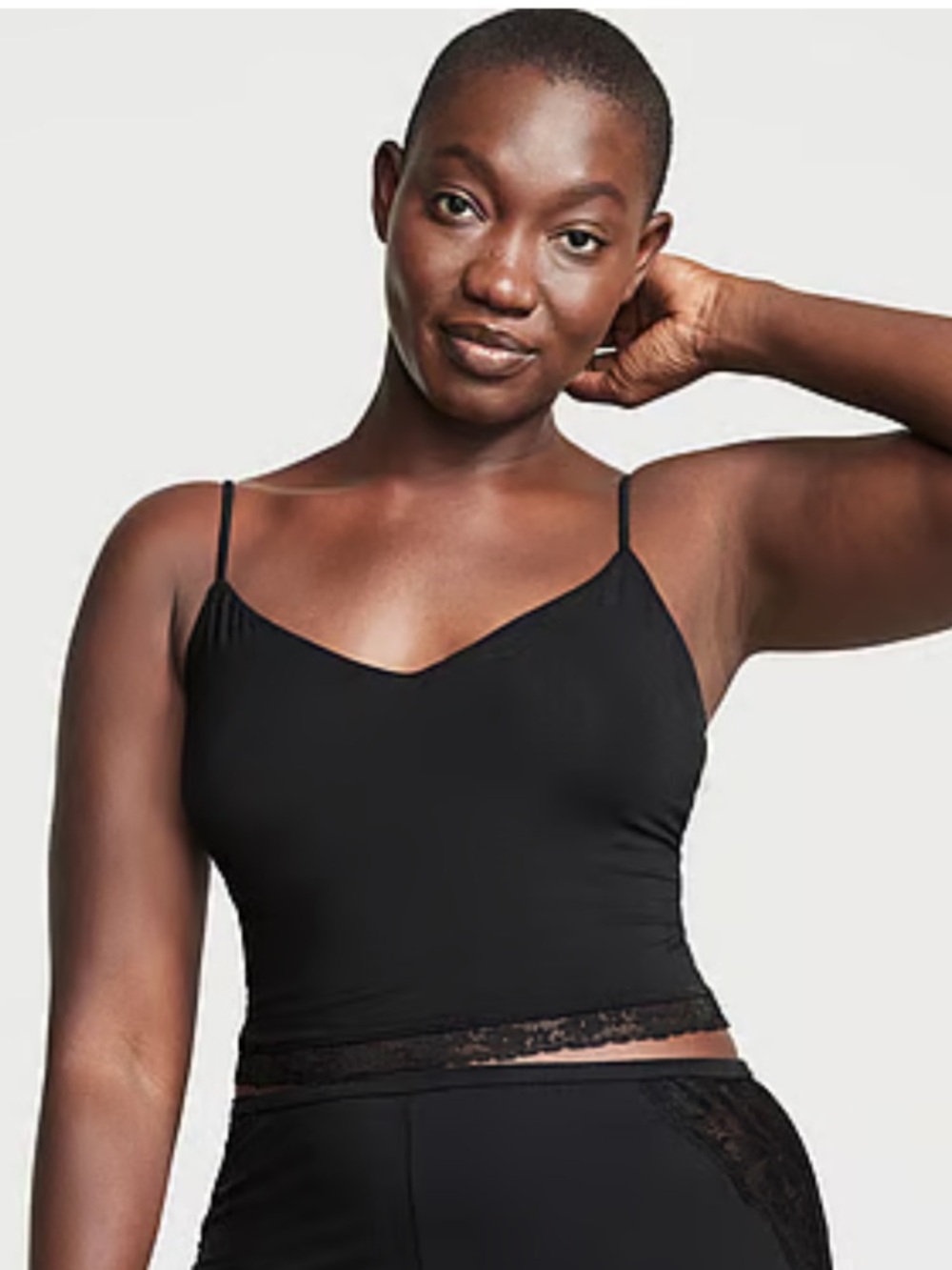 Victoria's Secret Black Lace-Trim Camisole Top only  Size S